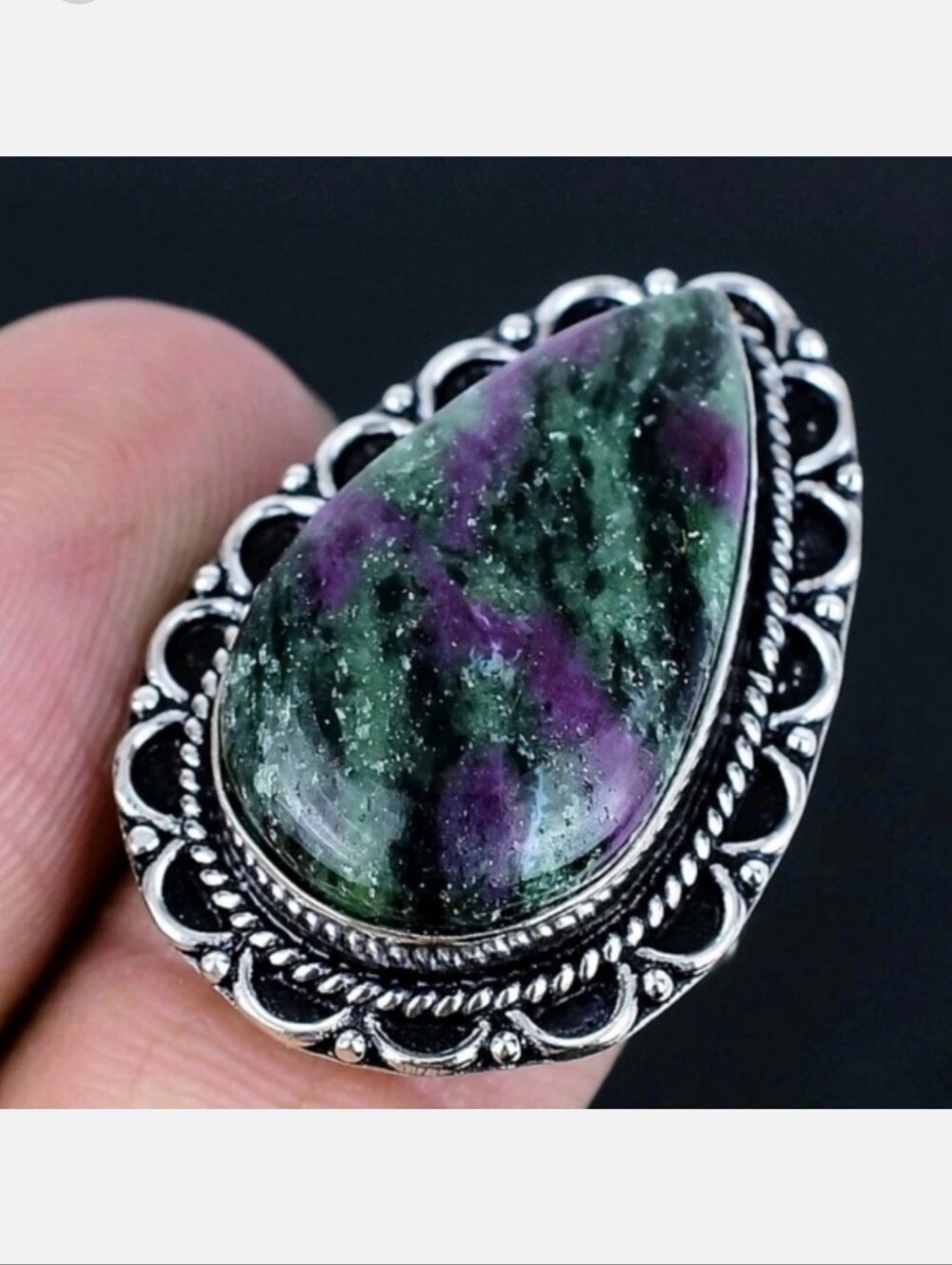 Ruby Zosite Gemstone 925 Sterling Silver Handmade Ring